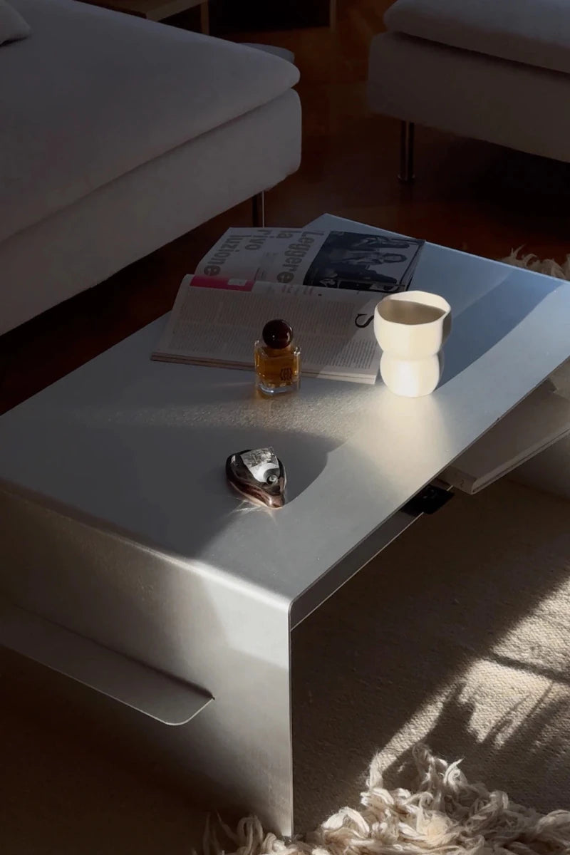 LURA_3 | Aluminum Coffee table, 80 cm with shelf - FRAME
