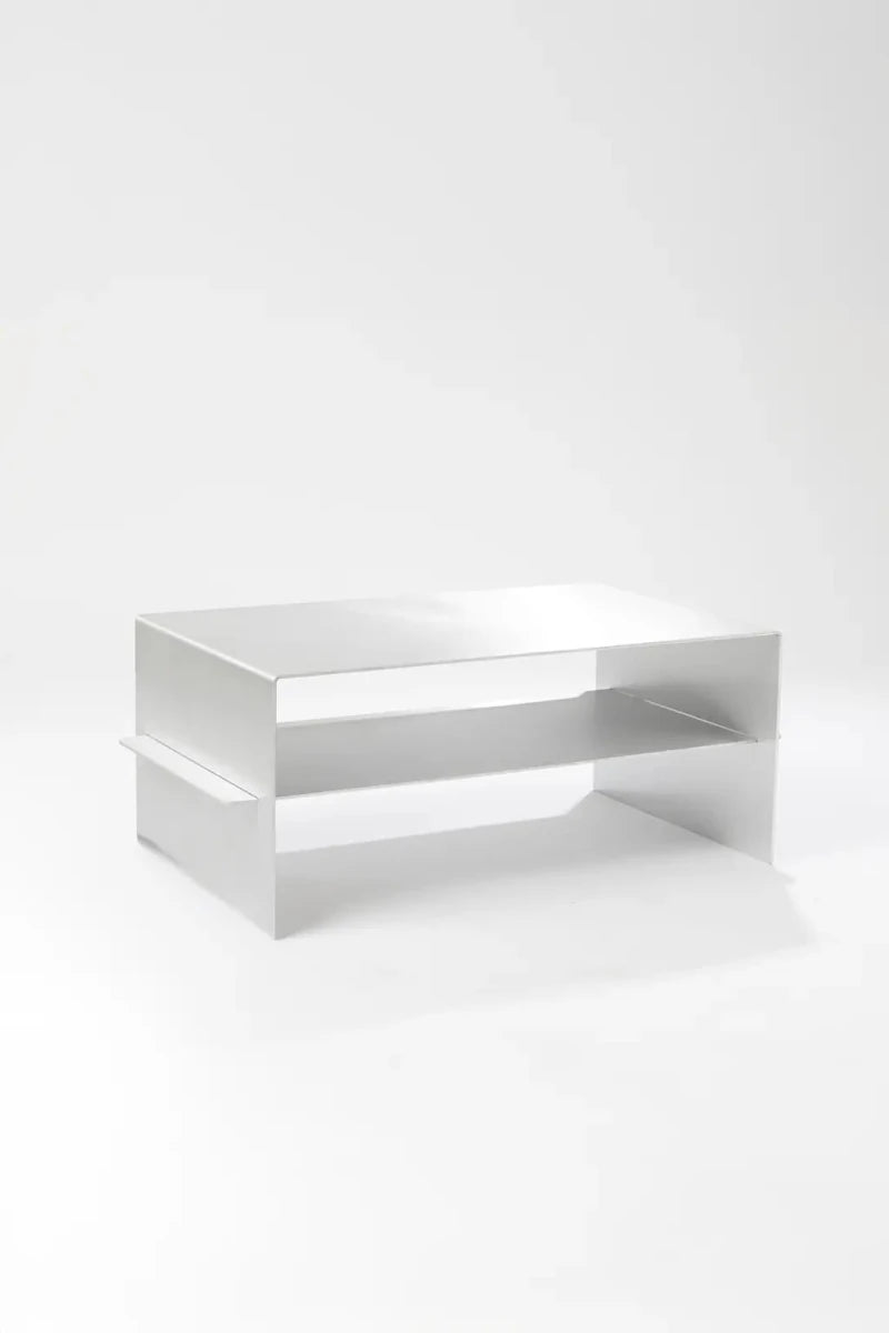 LURA_3 | Aluminium sofabord, 80 cm m. hylde - RÅM